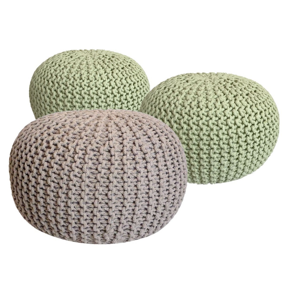 Pouf set 3 stuks Ø 55 cm gerecycled katoen