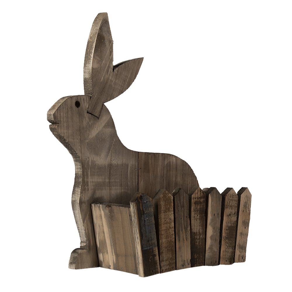 Flower Pot 31x12x36 cm Brown Wood Rabbit Indoor Flower Pot