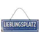 Tekstbord 30x10 cm blauw metaal