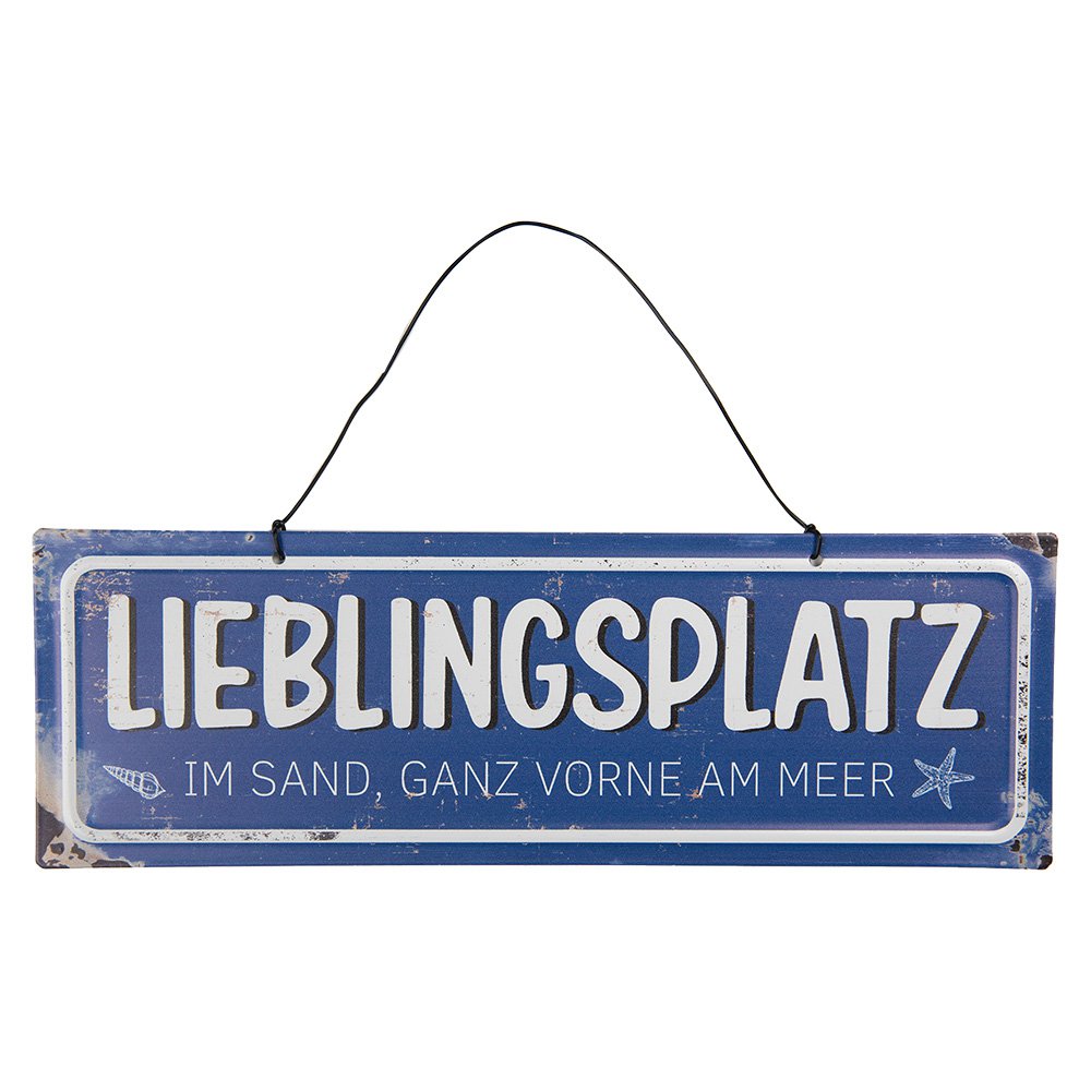 Tekstbord 30x10 cm blauw metaal