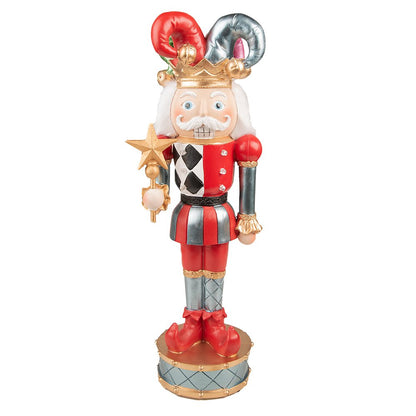 Kerstdecoratie beeld Harlekijn 38 cm rood blauw kunststof