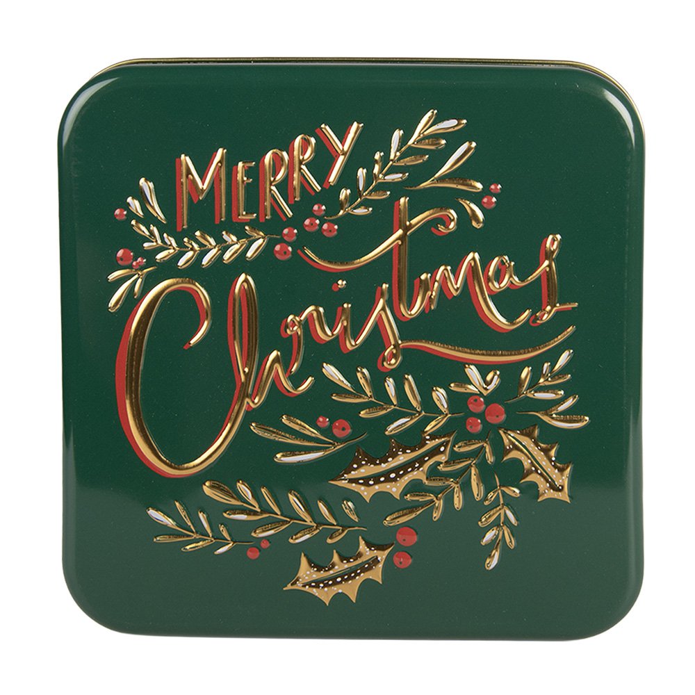 Storage Tin 17x17x6 cm Green Metal