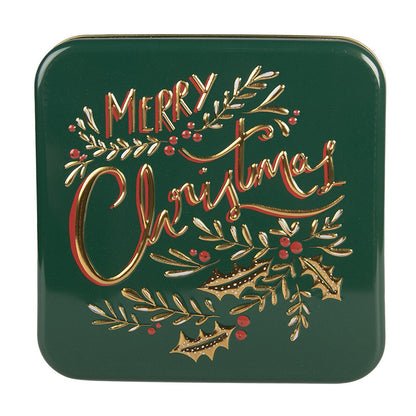 Storage Tin 17x17x6 cm Green Metal