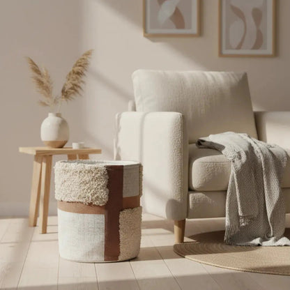 Opbergmand katoen 30x25 cm beige bruin
