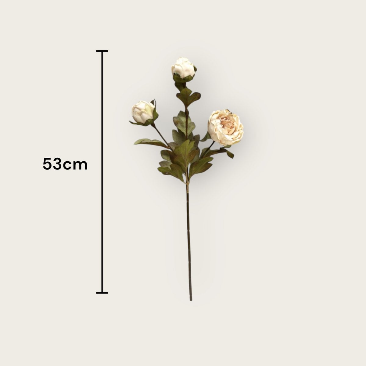 Zijden kunstbloem 53 cm crèmekleurig