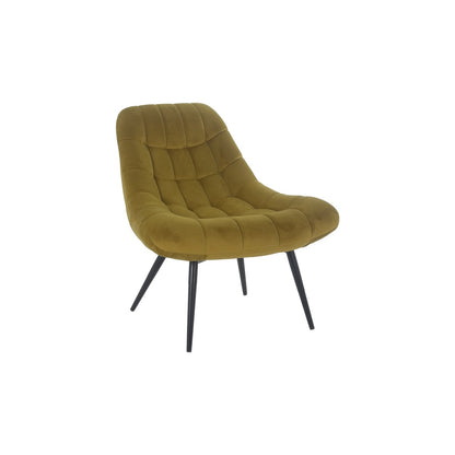 Fauteuil XXL geel fluweel zwart metaal
