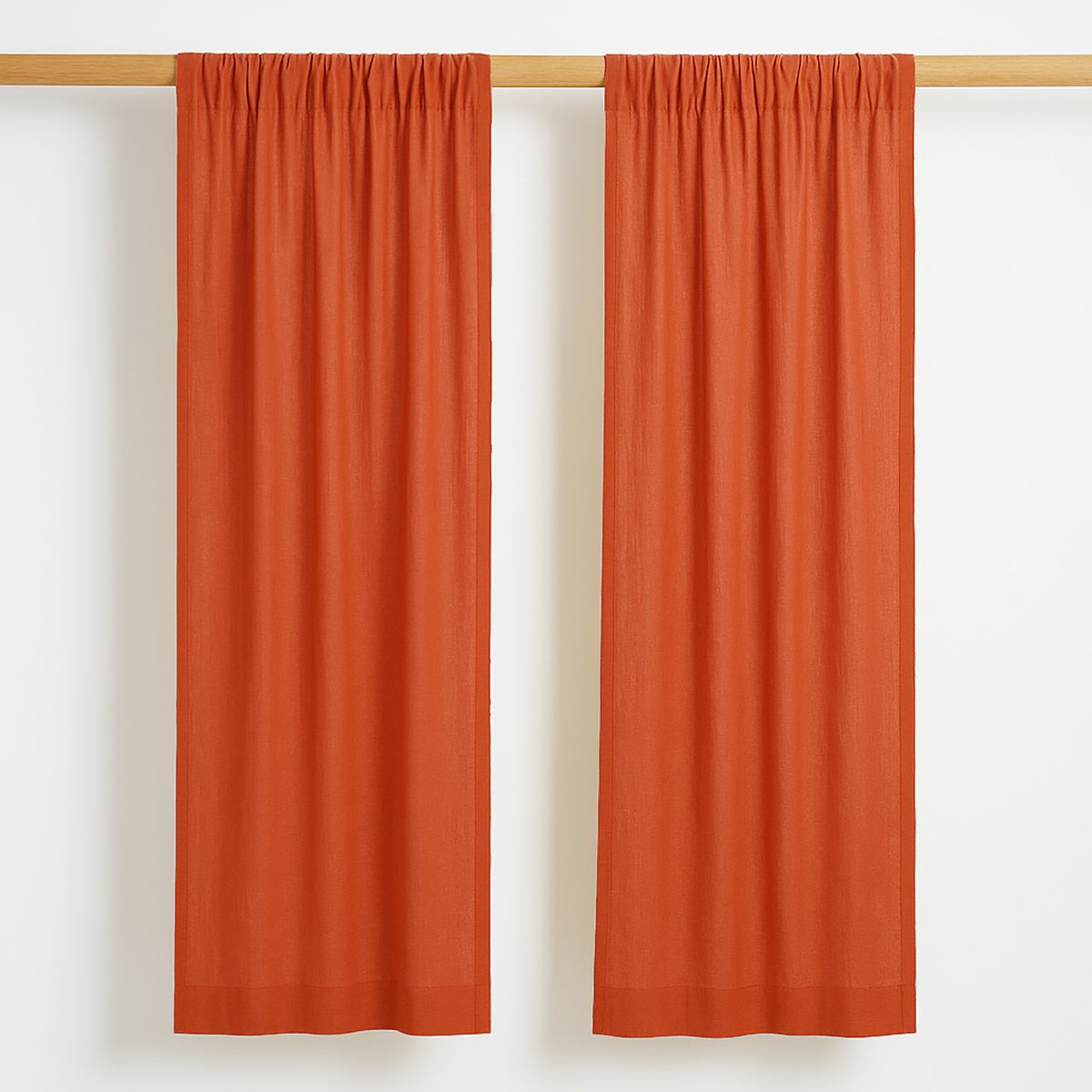 Gordijnen biologisch katoen rood 2x 65x260 cm