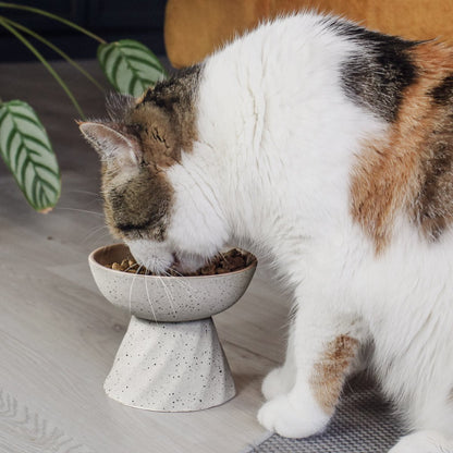 Kattenvoerbak keramiek verhoogd grijs