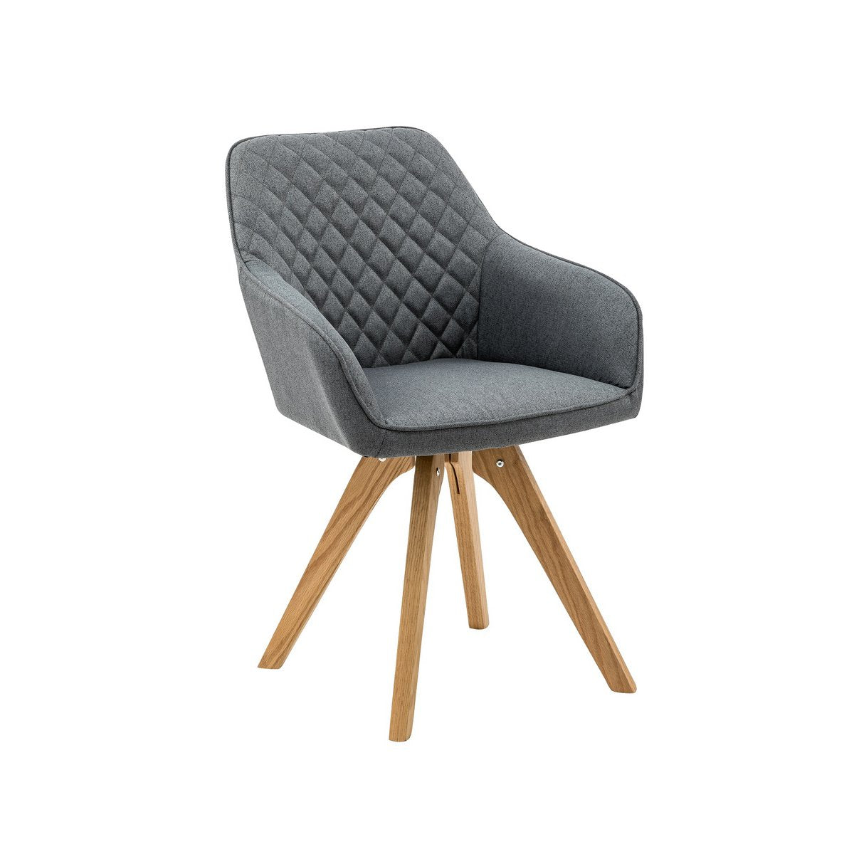 Fauteuil set van 2 grijs eikenhout textiel