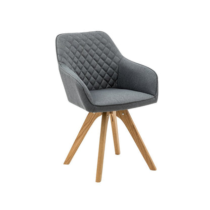 Fauteuil set van 2 grijs eikenhout textiel