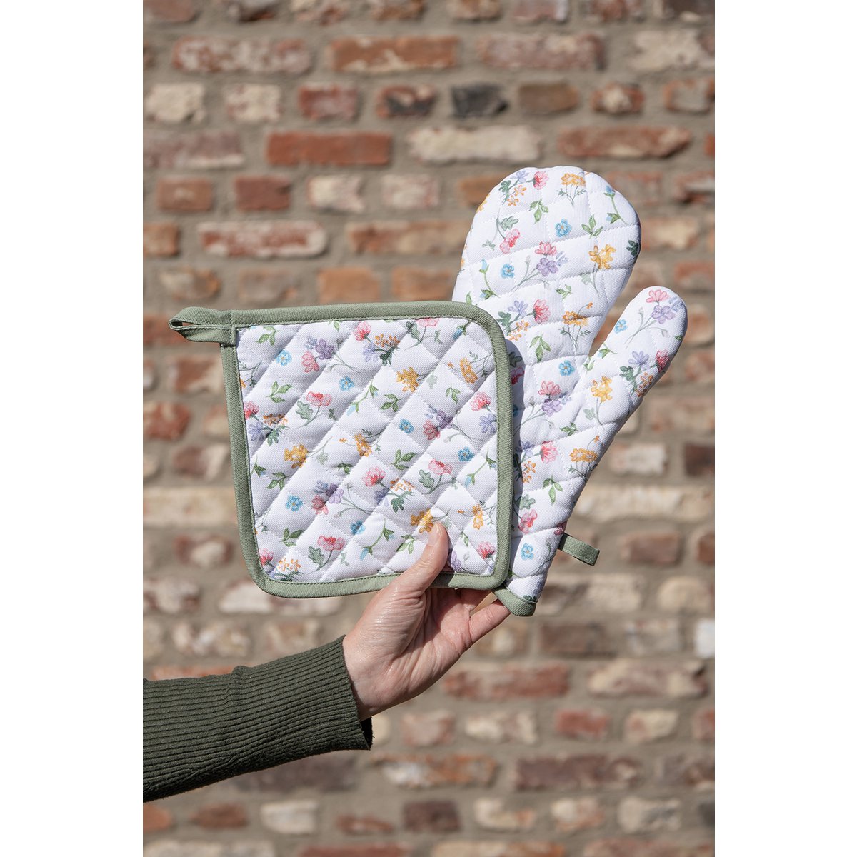 Placemats set van 6 48x33 cm wit groen