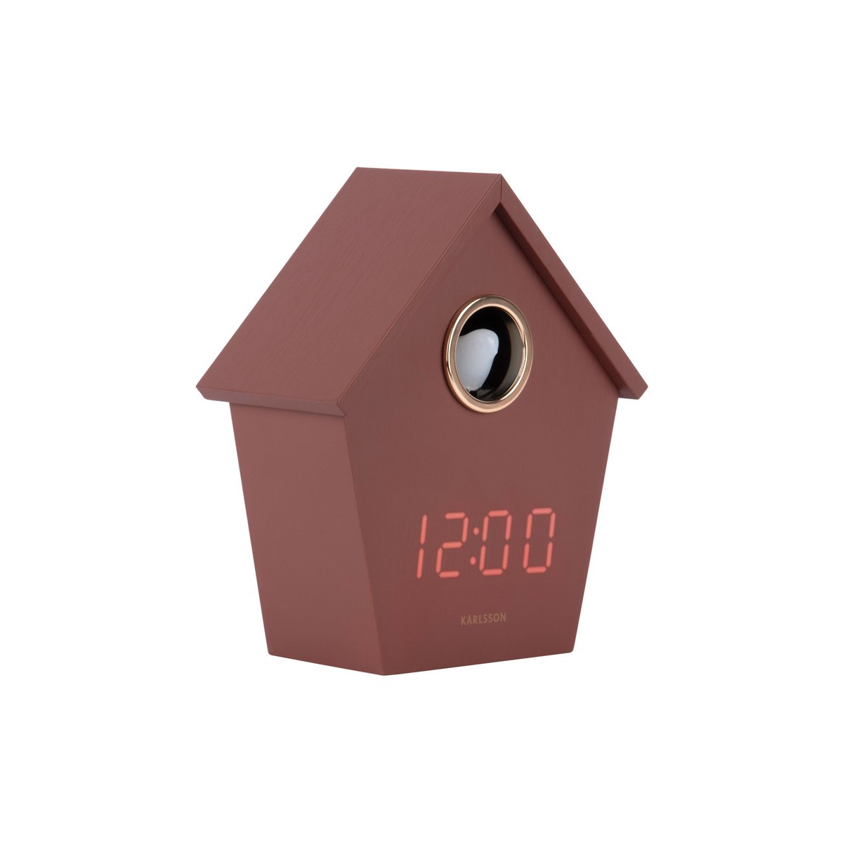 Wekker hout rood koekoek LED
