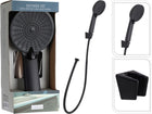 Bathroom Solutions Shower Set - Shower Head With Hose And Holder - 3 Settings - Black