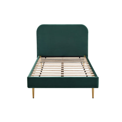 Gestoffeerd bed groen 90x200 cm