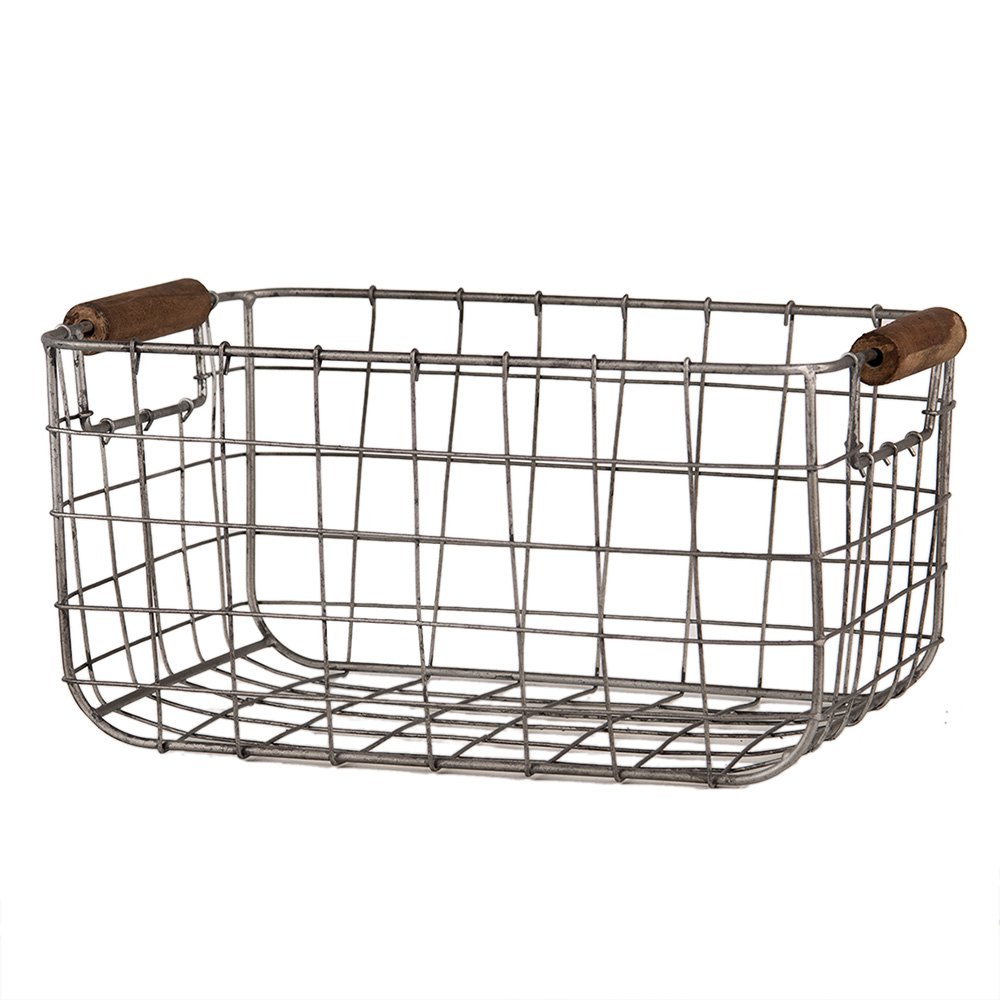 Opbergmand Set van 2 37x23x18 cm Grijs Bruin Metaal Mand