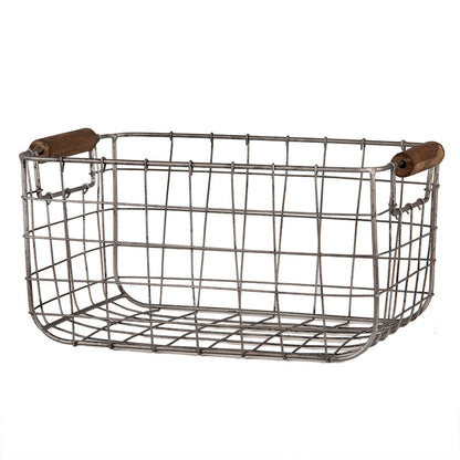 Opbergmand Set van 2 37x23x18 cm Grijs Bruin Metaal Mand