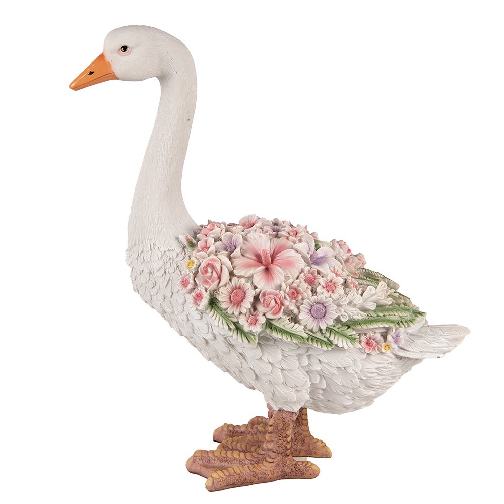 Beeld Gans 45 cm Wit Roze Polyresin beeld decoratie