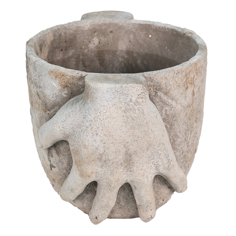 Bloempot 21x16x15 cm grijs steenlook