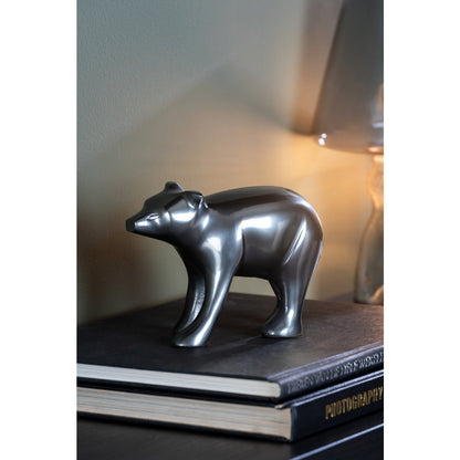 Standbeeld beer aluminium grijs 15x7x11 cm