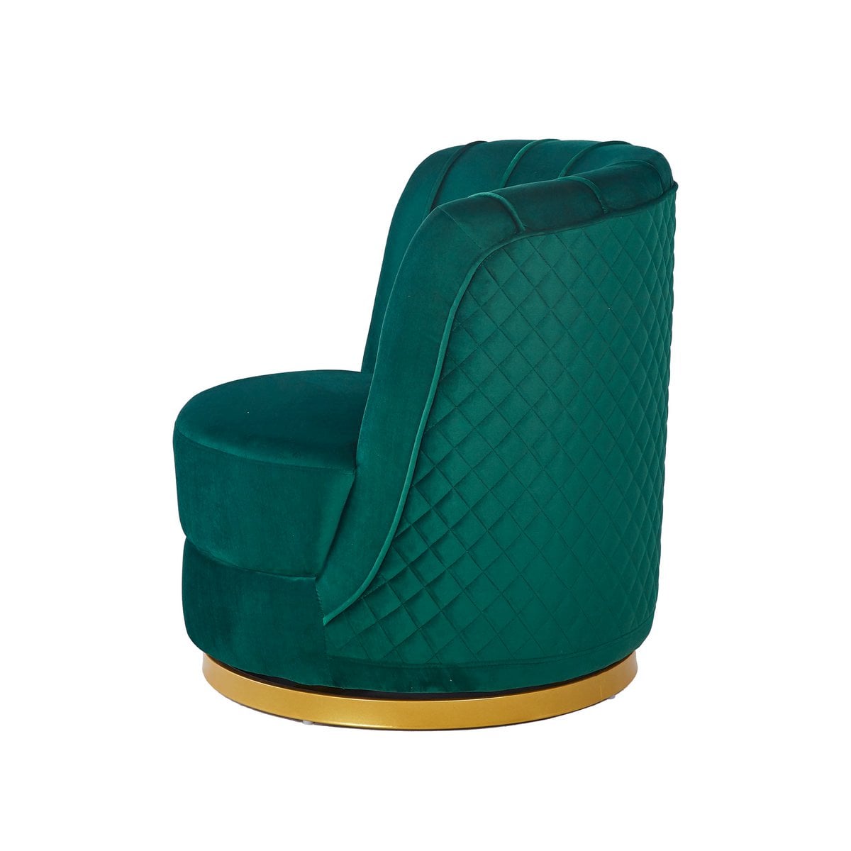 Draaifauteuil groen fluweel goudkleurig onderstel