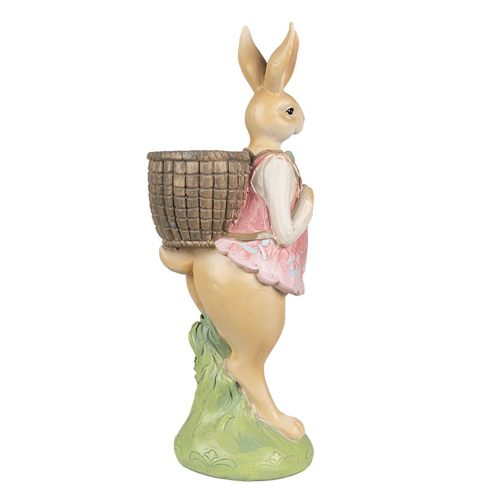 Paasdecoratie konijn 31 cm bruin roze polyresin