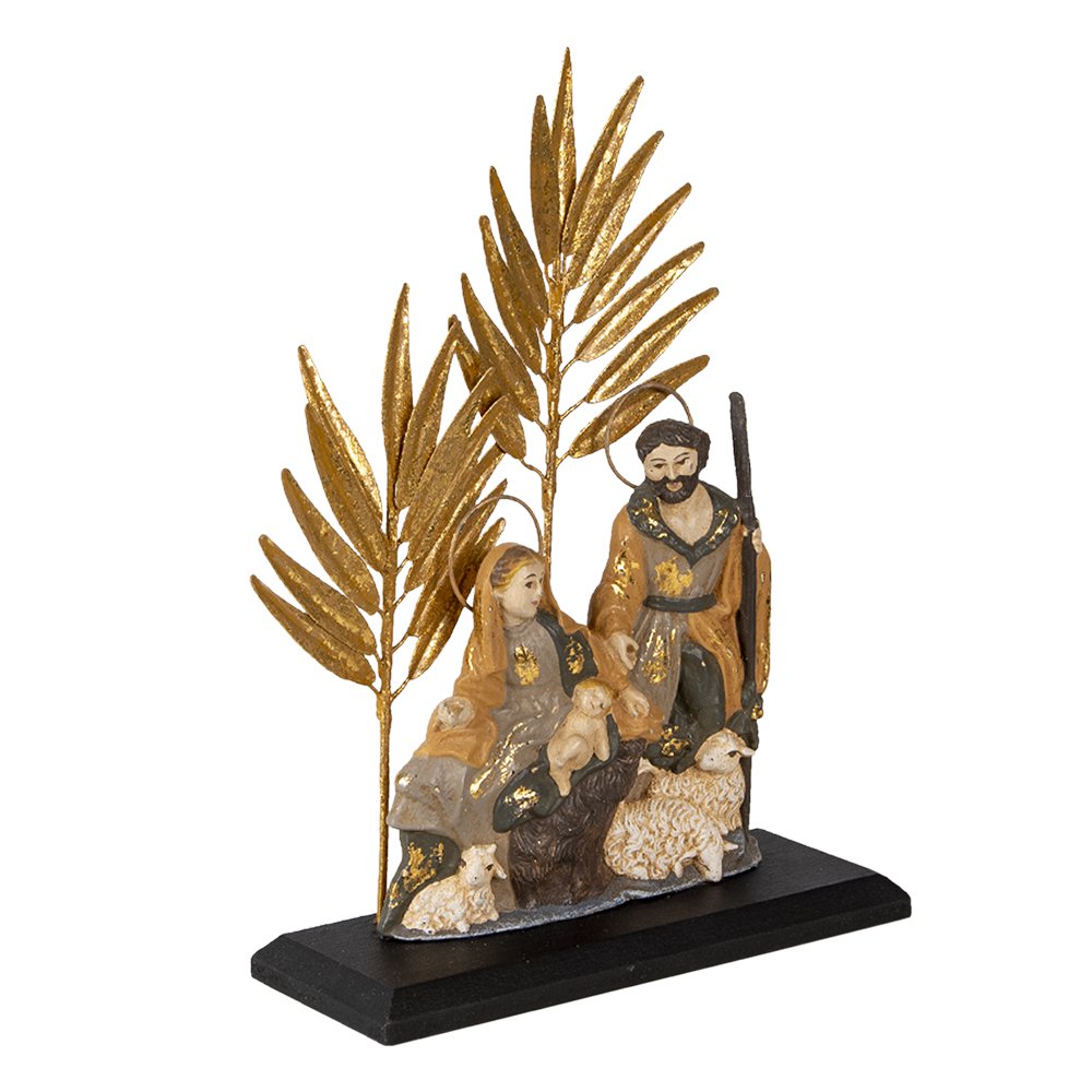 Kerststal beeld 19x6x24 cm goudgrijs kunststof ijzer