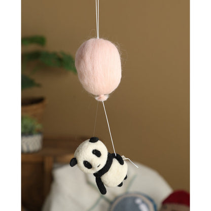 Wanddecoratie panda 7x25 cm wollfilz