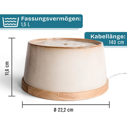 Drinkfontein kat keramiek bamboe 1.5L stil