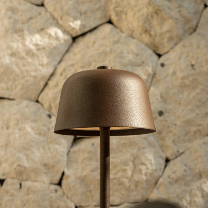 Tafellamp oplaadbaar metaal bruin Ø12x29 cm dimbaar