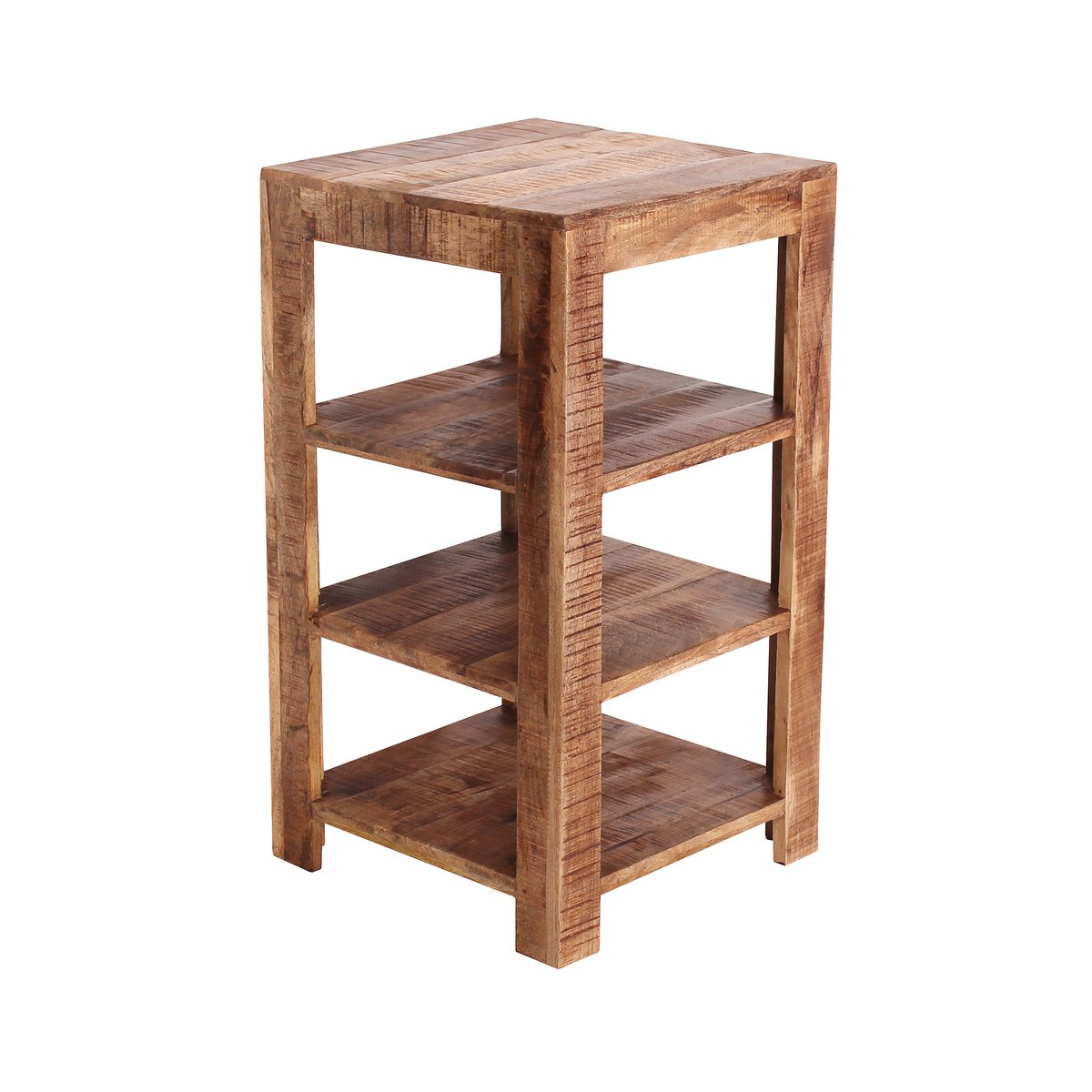 Solid Mango Wood Shelf with Three Compartments for Books Decor