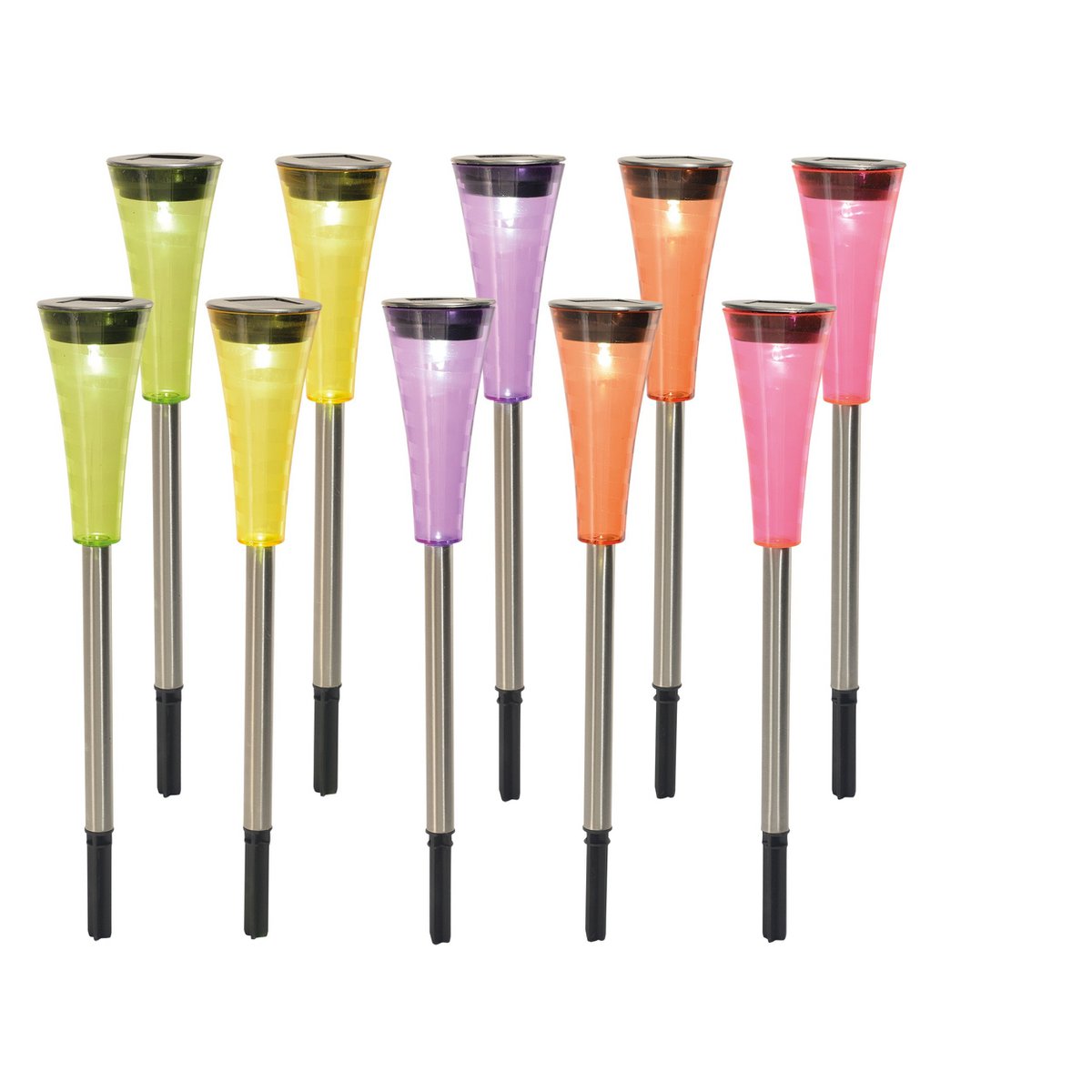 10x LED solar tuinspot wit 25 cm