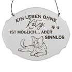 Tekstbord 18x15 cm metaal wit kat