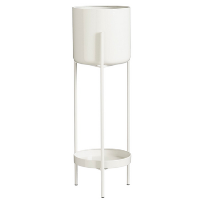 Bloempot met standaard 60 cm wit ijzer
