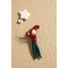 Wanddecoratie elf 25 cm wolvilt rood groen wit bruin