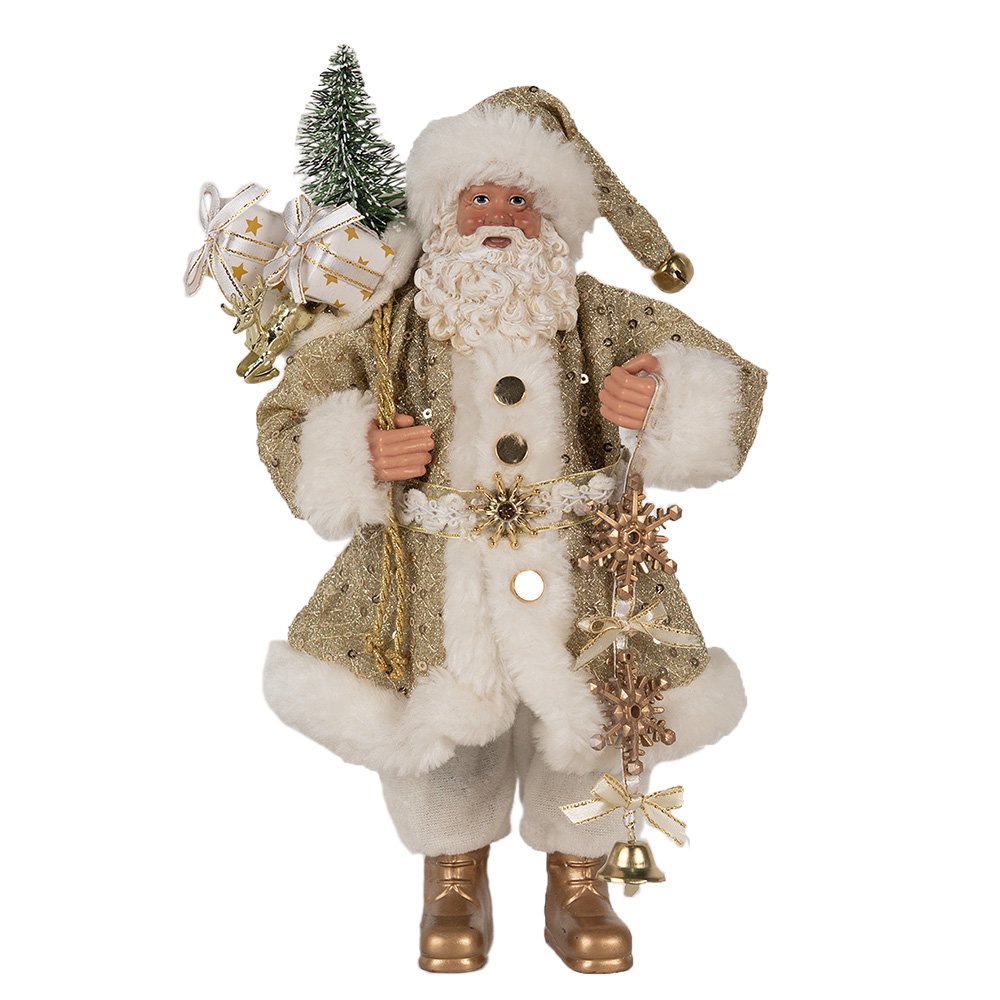 Kerstman decoratie 17x10x27 cm wit goud
