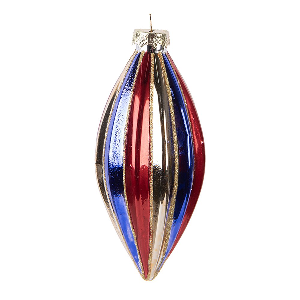 Kerstbal 6x13 cm meerkleurig glas