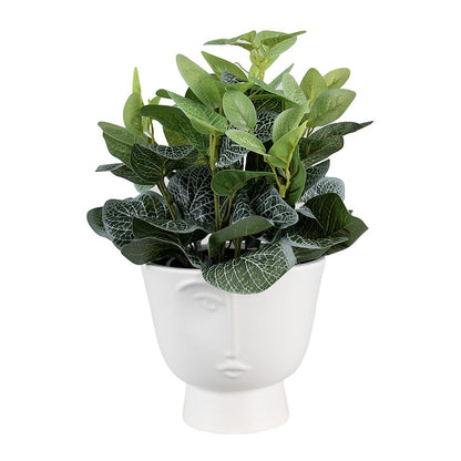 Flower Pot Ø 17x15 cm White Ceramic Face Indoor Planter