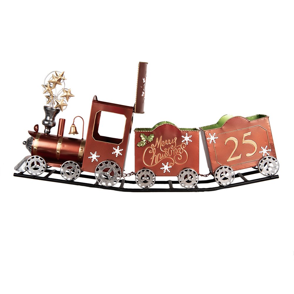 Kerstdecoratie trein 79x15x37 cm rood metaal