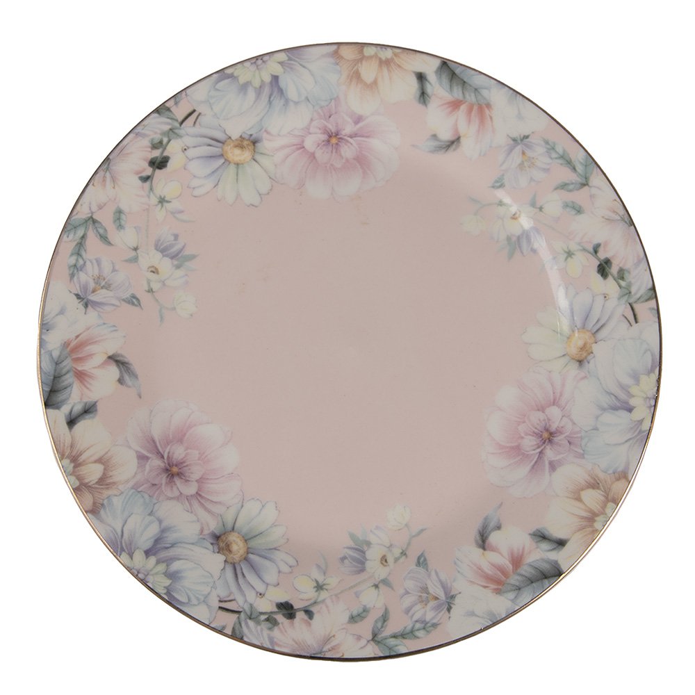 OntbijtBord Ø 18 cm Roze Porselein Bloemen Bord