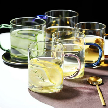 Mokken 420 ml set van 6 multicolor glas