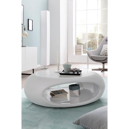 Salontafel 100x70x32 cm wit glasvezel