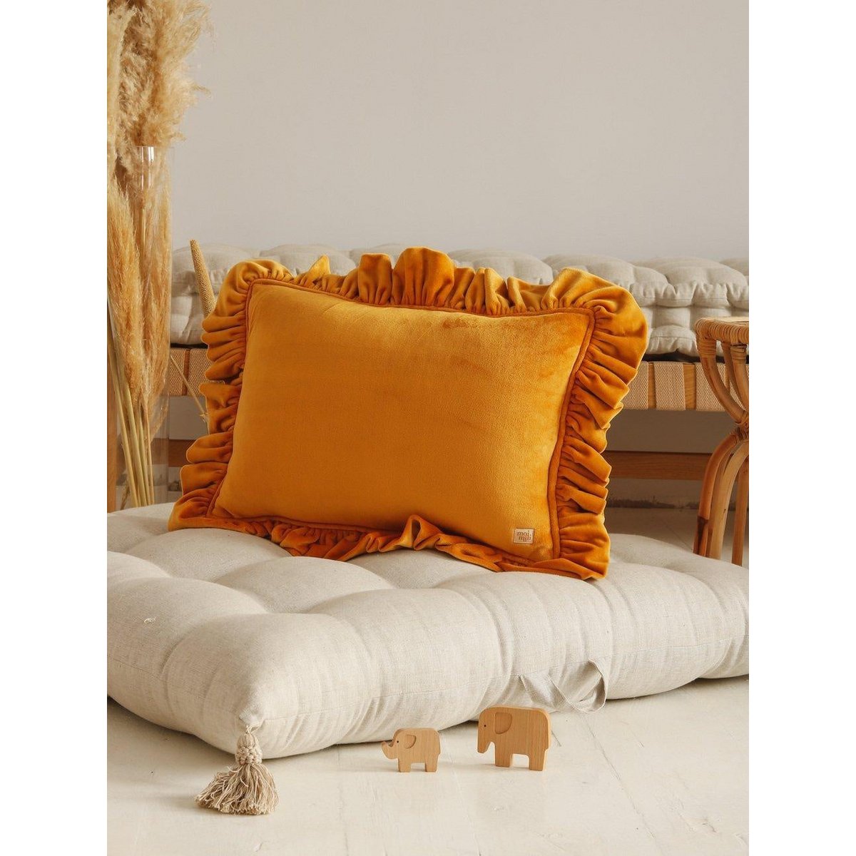 Kussen 40x60 cm fluweel mosterd