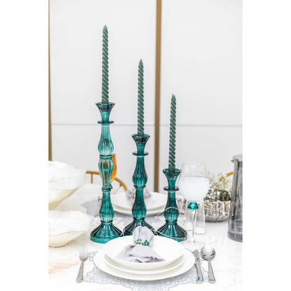 Kandelaar glas turquoise 41 cm