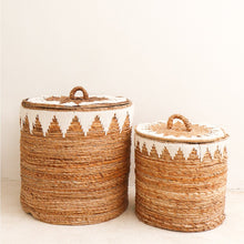 Wasmand met deksel bananenvezel 42/50 cm diameter