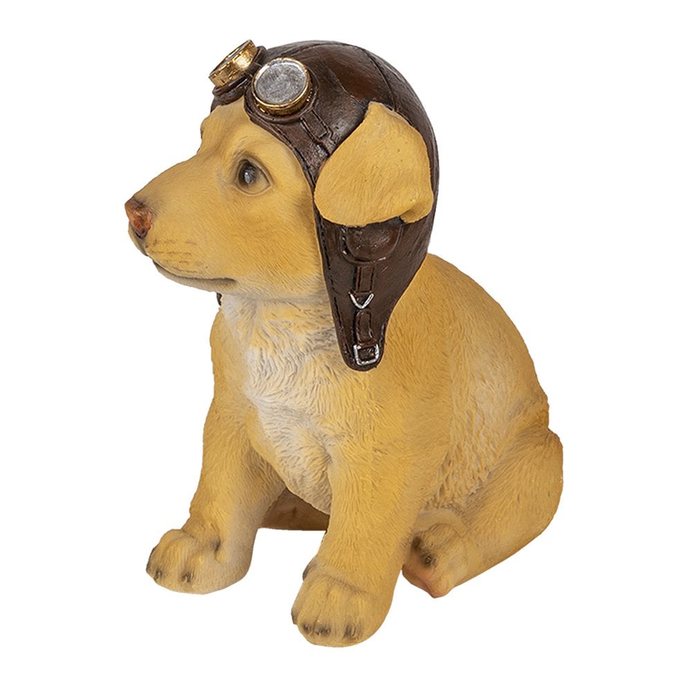 Hond beeld 14x10x16 cm bruin polyresin