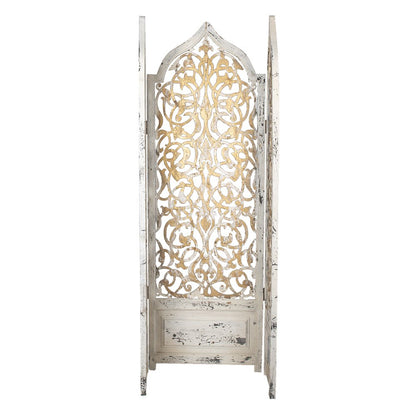 Kamerscherm 124x3x186 cm wit goud massief hout