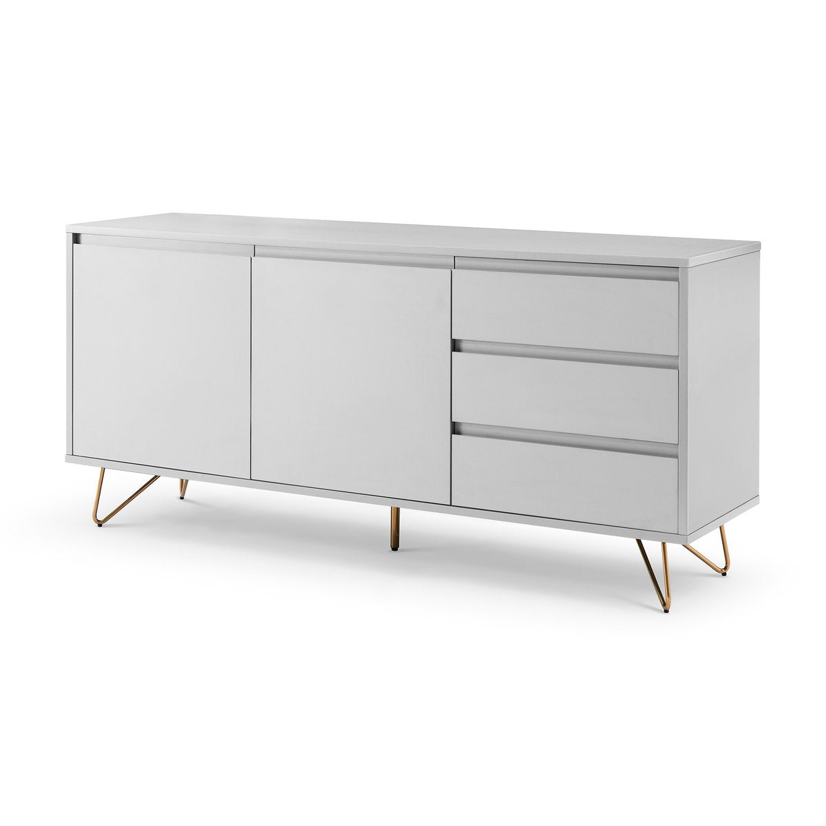 Dressoir 150x40x70 cm wit goud 2 deuren 3 lades