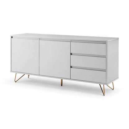 Dressoir 150x40x70 cm wit goud 2 deuren 3 lades