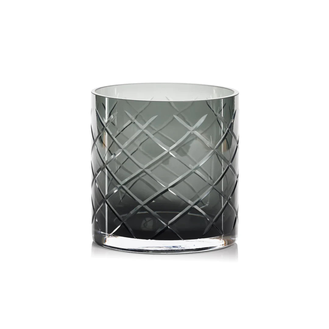 Windlicht kristalglas 5x8 cm blauw