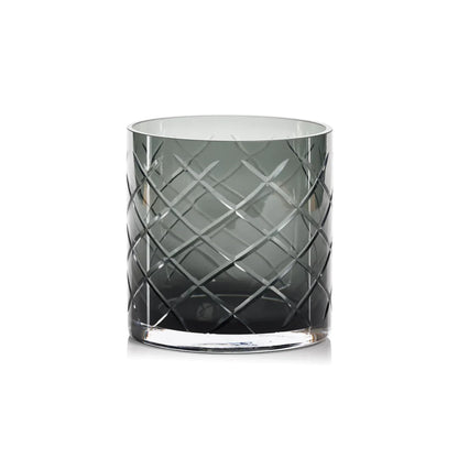Windlicht kristalglas 5x8 cm blauw